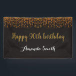 Banderoles Happy 90th Birthday Banner. Black and Gold Glitter<br><div class="desc">Happy 90th Birthday Banner for women or man. Black and Gold Glitter Birthday Party Banner. Gold Glitter Confetti. Black and White Stripes. Printable Digital. For further customization,  please click the "Customize it" button and use our design tool to modify this template.</div>