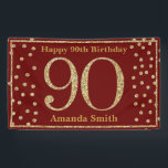 Banderoles Happy 90th Birthday Banner Burgundy Red Gold<br><div class="desc">Happy 90th Birthday Banner Burgundy Red and Gold Glitter Confetti. Printable Digital. For further customization,  please click the "Customize it" button and use our design tool to modify this template.</div>