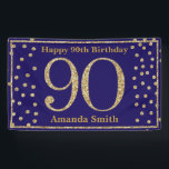 Banderoles Happy 90th Birthday Banner Navy Blue Gold Glitter<br><div class="desc">Happy 90th Birthday Banner Navy Blue and Gold Glitter Confetti. Printable Digital. For further customization,  please click the "Customize it" button and use our design tool to modify this template.</div>