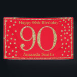 Banderoles Happy 90th Birthday Banner Red and Gold Glitter<br><div class="desc">Happy 90th Birthday Banner Red and Gold Glitter Confetti. Printable Digital. For further customization,  please click the "Customize it" button and use our design tool to modify this template.</div>