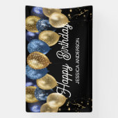 Banderoles Happy Birthday Blue and Gold Balloons  (Verticale)