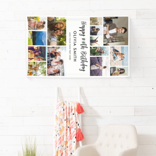 Banderoles Happy Birthday Photo Collage Party Banner (En situation)