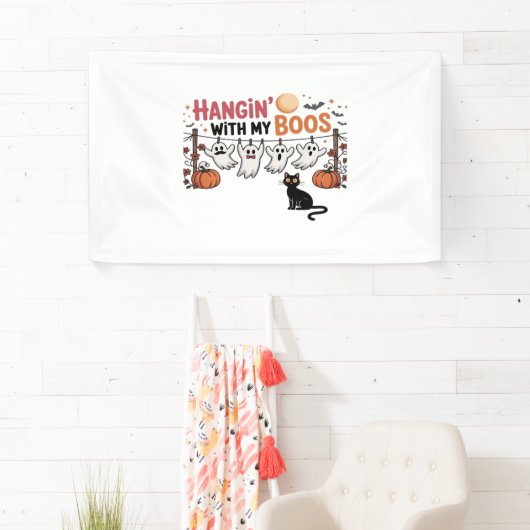 Banderoles Happy Boo Day Ghost Cat PNG - Éffrayant mignon sur (En situation)