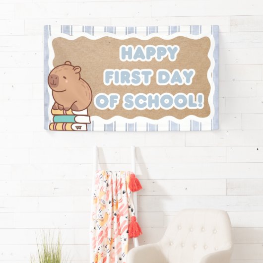 Banderoles Happy First Day of School Banner Pre=K Capybara  (En situation)