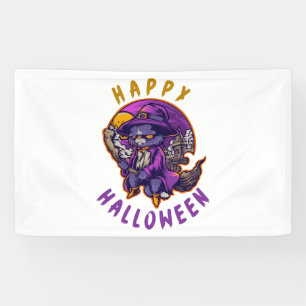 Banderoles Happy Halloween Chat sorcier Halloween