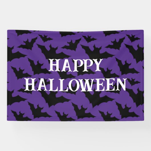 Banderoles Happy Halloween chauves-chauves-souris violet éffr (Horizontal)