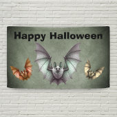 Banderoles Happy Halloween Flying Creepy Bats Grunge Grey