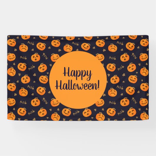 Banderoles Happy Halloween Funny mignon Motif Citrouille (Horizontal)