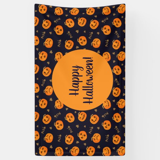 Banderoles Happy Halloween Funny mignon Motif Citrouille (Vertical)