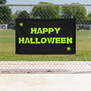 Banderoles Happy Halloween néon vert slime éffrayante typogra