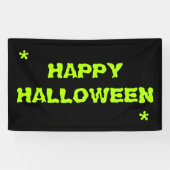 Banderoles Happy Halloween néon vert slime éffrayante typogra (Horizontal)