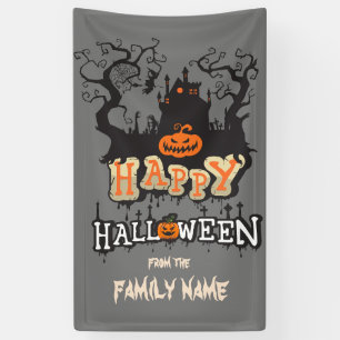 Banderoles Happy Halloween Personnalisable Nom de famille Per