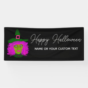 Banderoles Happy Halloween Witch Script moderne Personnalisé