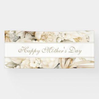 Banderoles Happy Mother's Day Vanilla cream Floral script