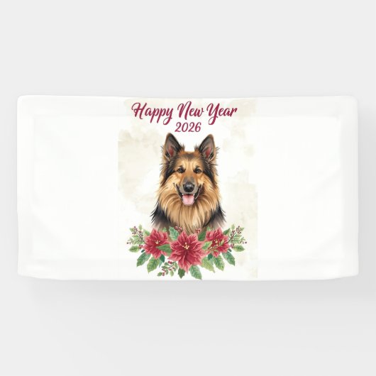 Banderoles Happy New Year 2026 Dog Theme (Horizontal)