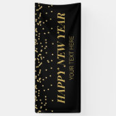 Banderoles Happy New Year banner gold and black (Vertical)