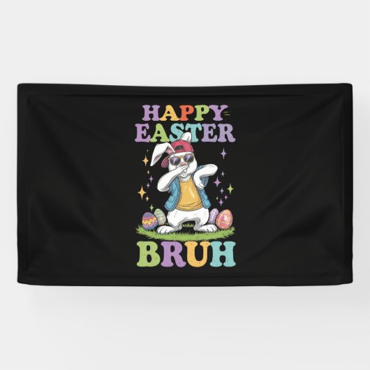 Banderoles Happy Pâques Bruh Dabbing Bunny Lapin Bro (Horizontal)