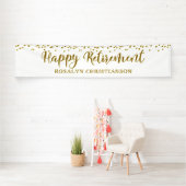 Banderoles Happy Retirement Gold Confetti Script personnalisé (En situation)