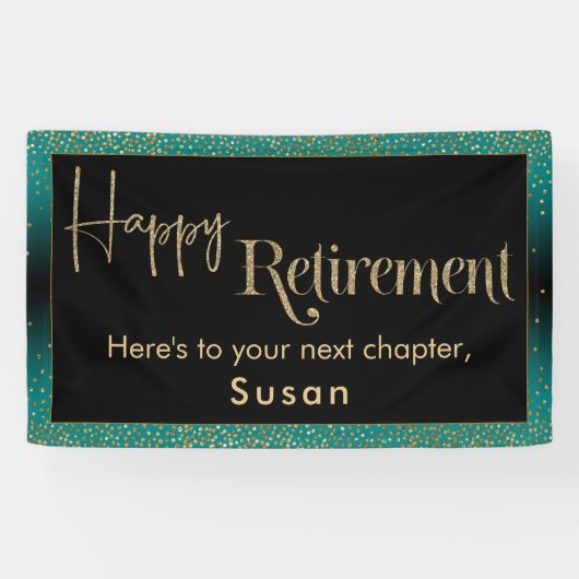 Banderoles Happy Retirement Gold Parties scintillant Confetti (Horizontal)