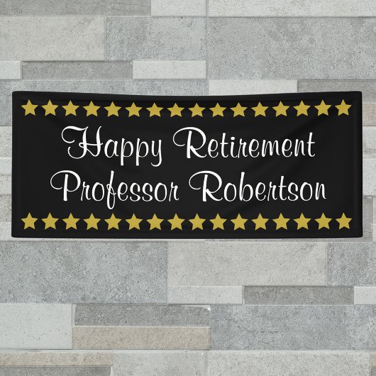 Banderoles Happy Retirement simple élégant avec étoiles or