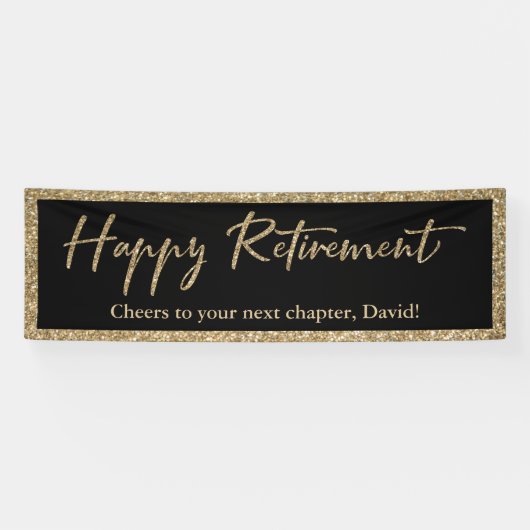 Banderoles Happy Retirement Typographie Parties scintillant o (Horizontal)