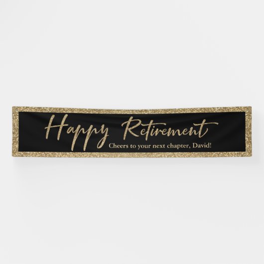 Banderoles Happy Retirement Typographie Parties scintillant o (Horizontal)