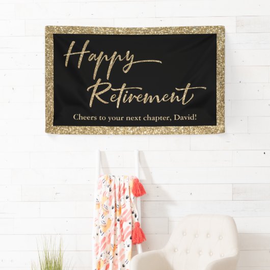 Banderoles Happy Retirement Typographie Parties scintillant o (En situation)