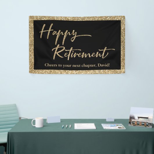 Banderoles Happy Retirement Typographie Parties scintillant o (Salon professionnel)