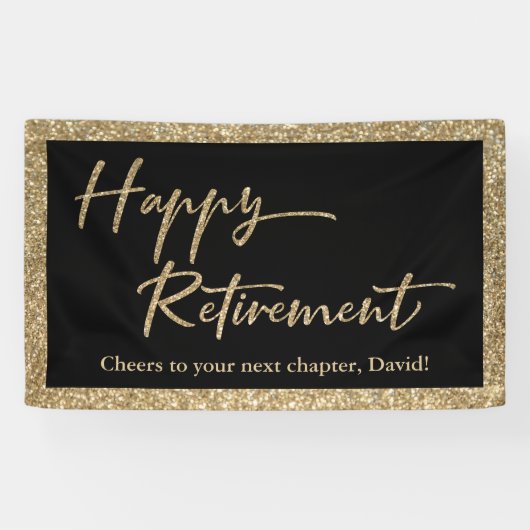 Banderoles Happy Retirement Typographie Parties scintillant o (Horizontal)