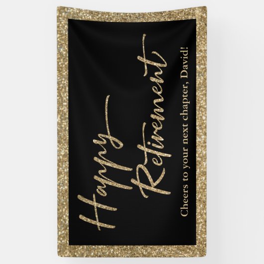 Banderoles Happy Retirement Typographie Parties scintillant o (Vertical)