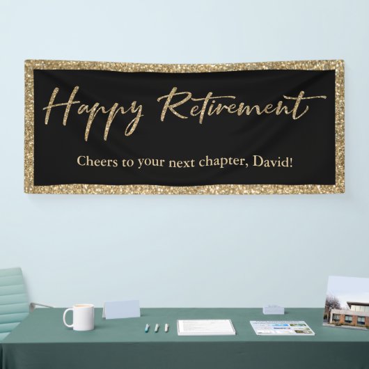 Banderoles Happy Retirement Typographie Parties scintillant o (Salon professionnel)