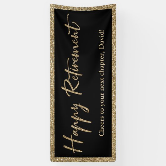 Banderoles Happy Retirement Typographie Parties scintillant o (Vertical)