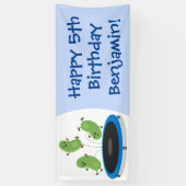 Banderoles Haricots verts mignons sur dessin animé trampoline (Vertical)