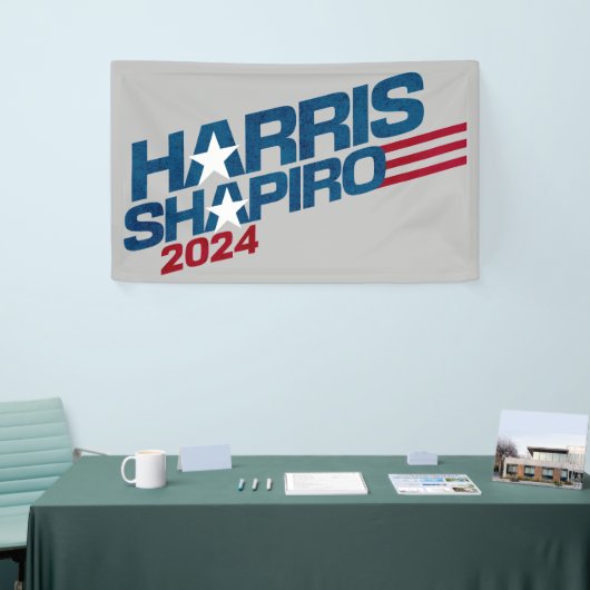 Banderoles Harris Shapiro 2024 Étoiles et rayures patriotique (Salon professionnel)
