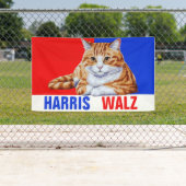 Banderoles Harris Walz 2024 Manifestement Chat Rouge Bleu (En situation)