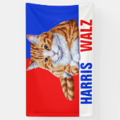 Banderoles Harris Walz 2024 Manifestement Chat Rouge Bleu (Vertical)