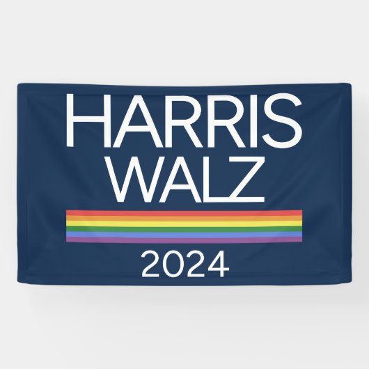 Banderoles Harris Walz 2024 Rainbow LGBTQ Pride drapeau (Horizontal)