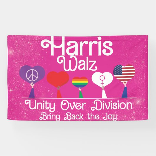 Banderoles Harris Walz Unity Over Division, Kamala,Kamala2024 (Horizontal)