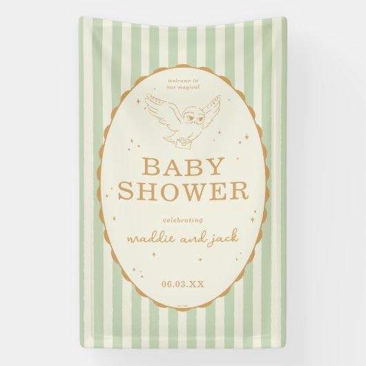 Banderoles Harry Potter Hedwig Green Stripe Baby Shower (Verticale)
