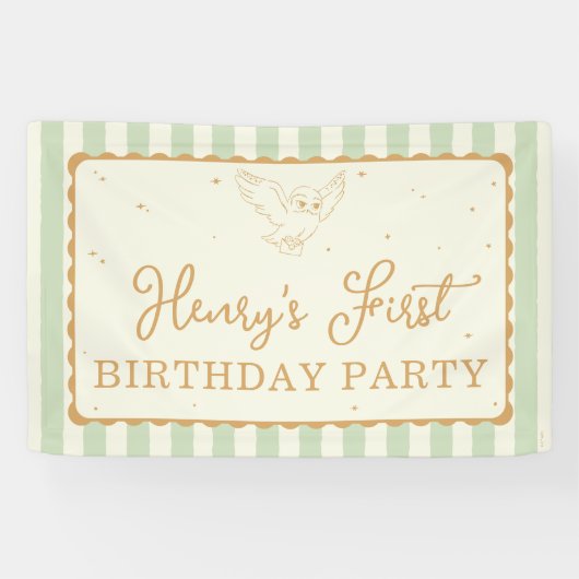 Banderoles Harry Potter Hedwig Green Stripe Birthday (Horizontal)