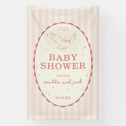 Banderoles Harry Potter Hedwig Pink Stripe Baby Shower (Verticale)
