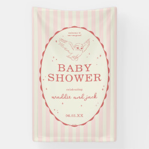 Banderoles Harry Potter Hedwig Rayure Rose Baby Shower