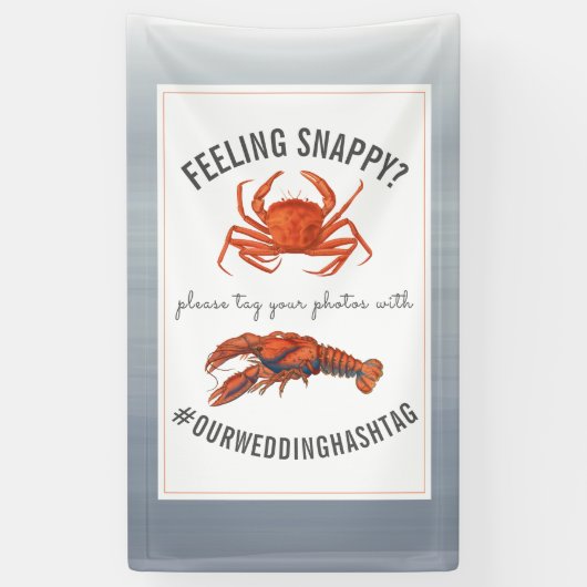 Banderoles Hashtag Mariage homard et crabe Chambray (Vertical)