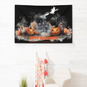 Banderoles Haunted House citrouille sorcière noire (Insitu)