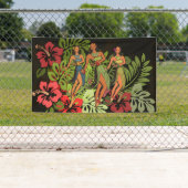 Banderoles Hawaii Aloha Palm Hula Art Design (En situation)