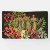 Banderoles Hawaii Aloha Palm Hula Art Design (Horizontal)