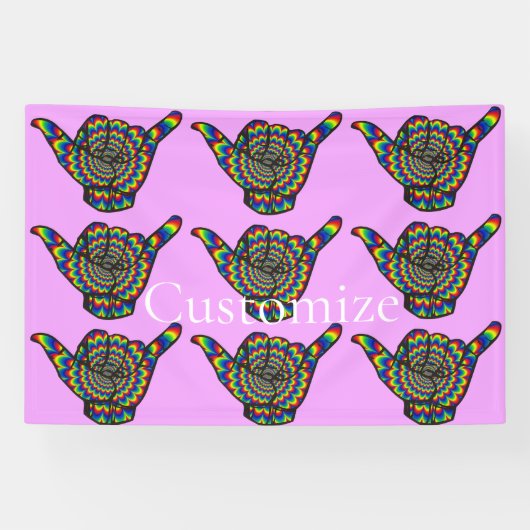Banderoles Hawaiian Shaka Psychedelic Thunder_Cove (Horizontal)