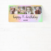 Banderoles Heart Script 4 Photo Holographic Birthday Banner (Insitu)