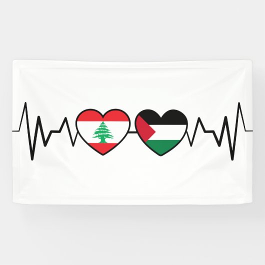 Banderoles Heartbeat Lebanon Palestine Unity drapeaux. (Horizontal)