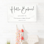Banderoles Hello Babies Baby shower de script moderne (En situation)